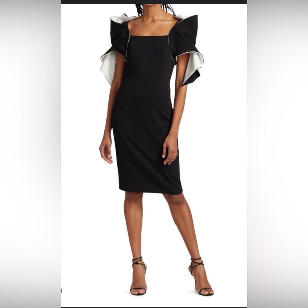 Badgley Mischka Origami Bodycon  Black and White Dress 6 like new worn once